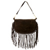 Luka Zamszowa damska listonoszka skórzana z frędzlami torebka na ramię