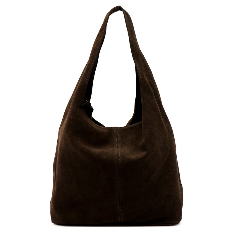 Vera Pelle damska duża torebka na ramię skóra naturalna zamszowa shopperbag