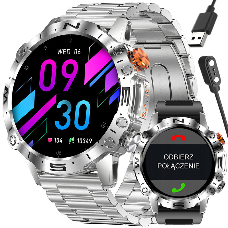 SMARTWATCH MĘSKI GRAVITY GT20-1 - AMOLED, DODATKOWY PASEK (sg024a)
