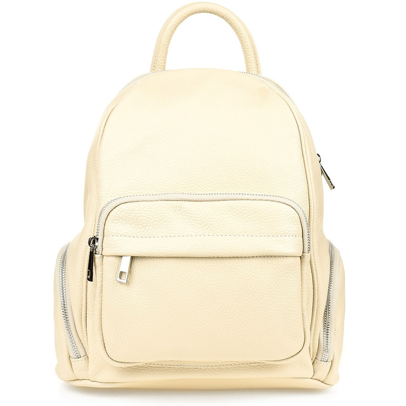 Kremowy Włoski Plecak Skórzany damski Skóra Naturalna U21