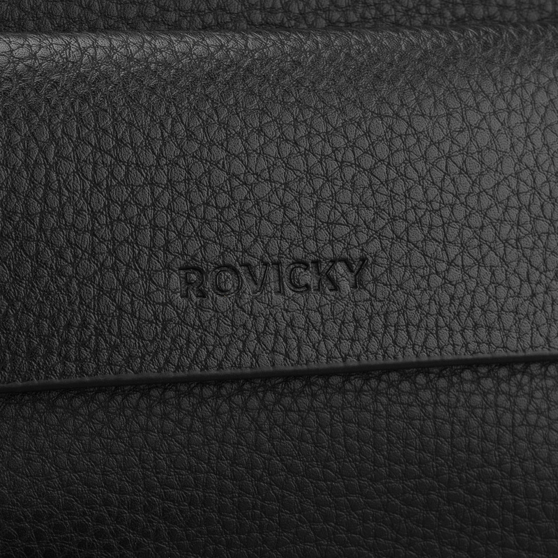 Saszetka męska do ręki wykonana ze skóry ekologicznej w czarnym kolorze - Rovicky