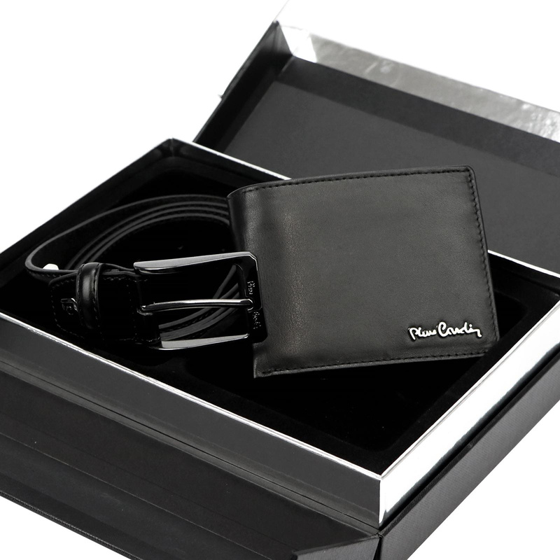 Pierre Cardin zestaw na prezent pasek i portfel męski skóra naturalna