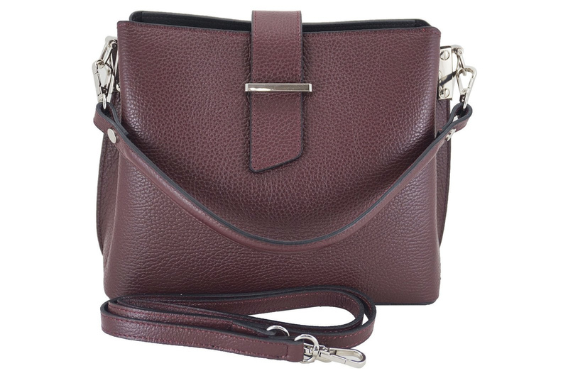 Modny kuferek skórzany damski włoski- Czarny