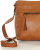 Torebka skórzana listonoszka damska messenger bag - MARCO MAZZINI brąz koniak