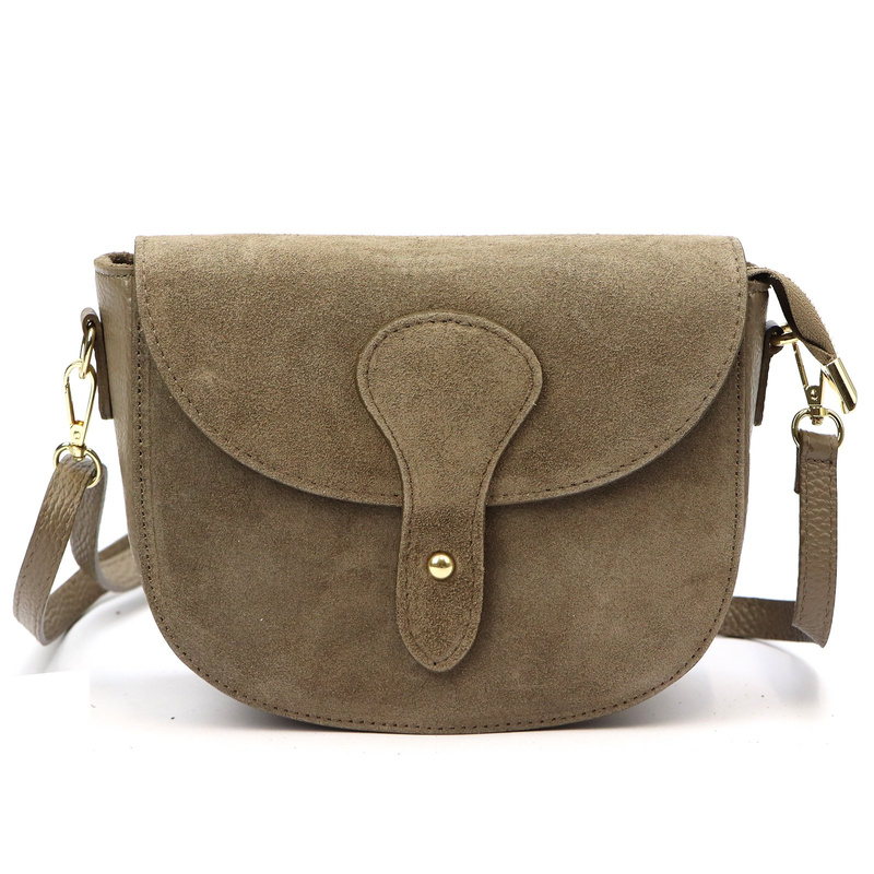 Vera Pelle damska listonoszka skóra zamszowa torebka na ramię z kieszenią