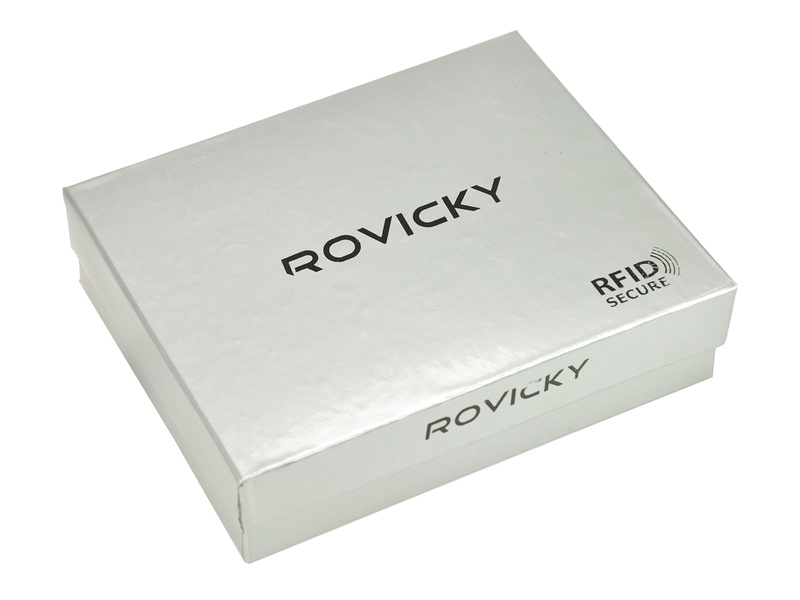 Rovicky męski portfel skóra naturalna rozbudowany pionowy zatrzask RFID
