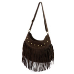 Damska listonoszka boho z miękkiej skóry torebka z frędzlami Camilla
