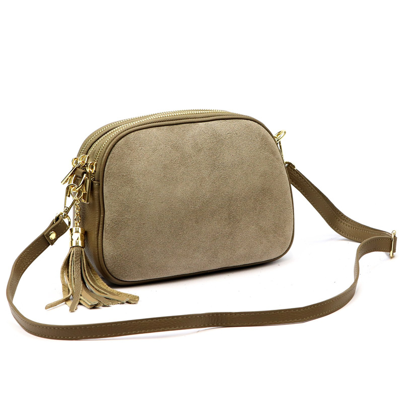 Vera Pelle listonoszka damska skóra naturalna zamsz trzykomorowa kieszenie