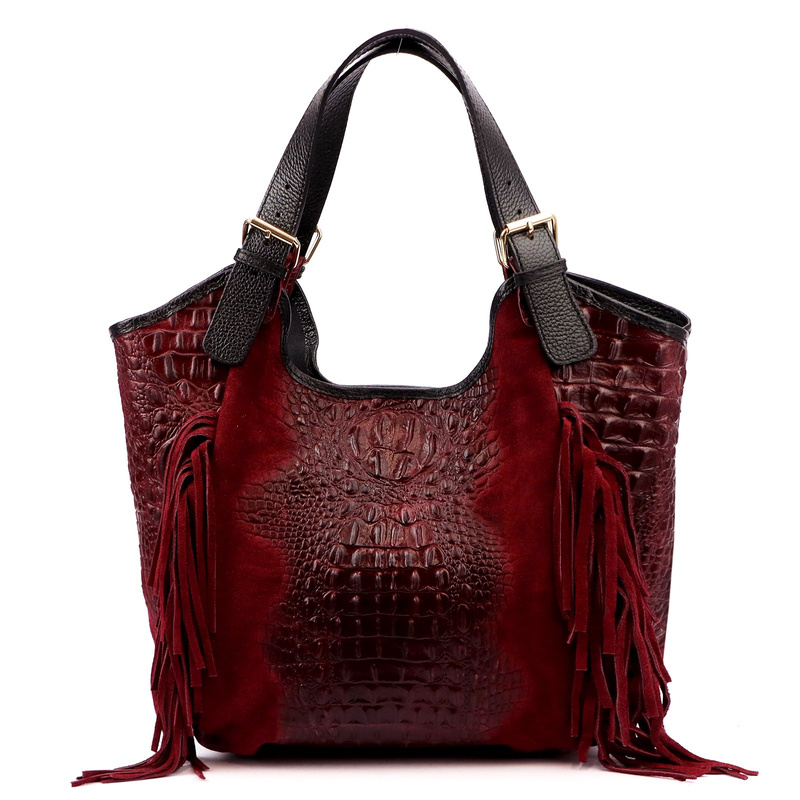 Vera Pelle damska shopperbag skórzana skóra krokodyla torebka na ramię