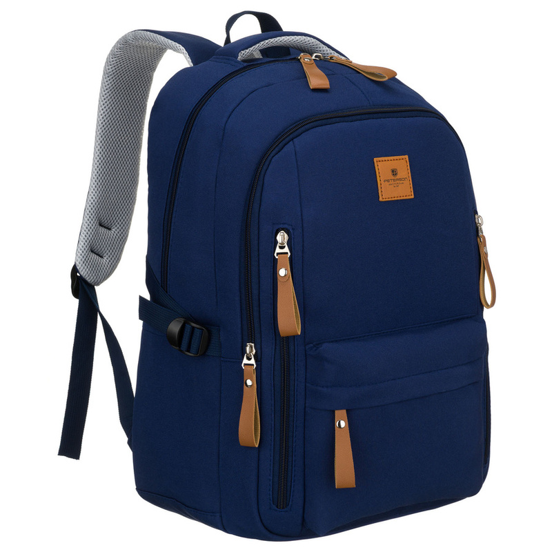 Młodzieżowy plecak szkolny z poliestru w granatowym kolorze z miejscem na laptopa - Peterson