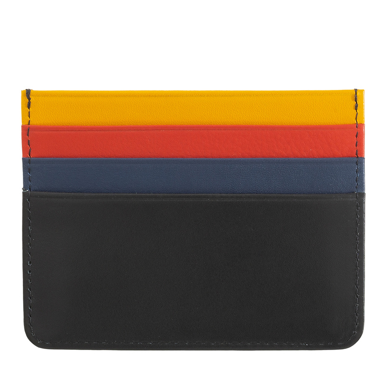 DUDU Etui na karty dokumenty skóra naturalna małe kontrastujące kolory
