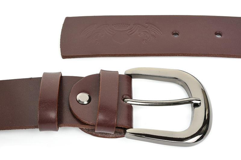 Beltimore skórzany damski pasek do spodni 4 cm burgundowy A72 : Kolory - fioletowy, Rozmiar pasków - r.110-125 cm