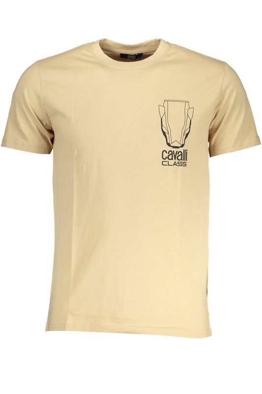 T-SHIRT MĘSKI Z KRÓTKIM RĘKAWEM KLASY CAVALLI BEŻOWY