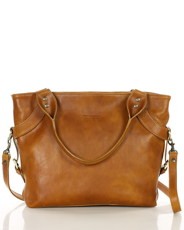 Torebka biznesowa damska kuferek skórzany premium bag - MARCO MAZZINI camel