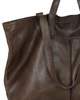 Duża torba shopper skórzana podwójne rączki - MARCO MAZZINI ciemny brąz
