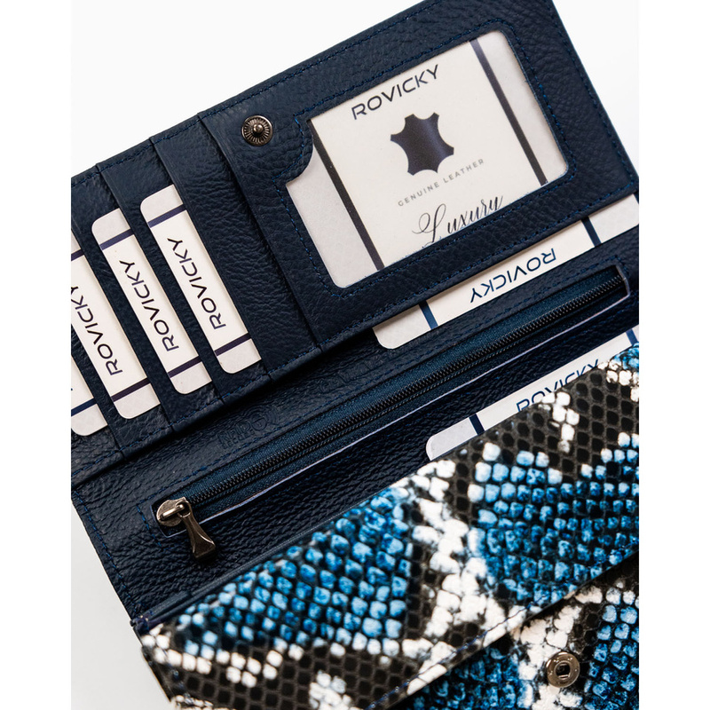 Podłużna portmonetka Stylowy damski portfel ze wzorem skóry węża Cavaldi