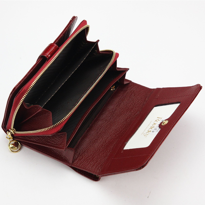 Rovicky damska portmonetka skóra naturalna lakierowana podłużny portfel