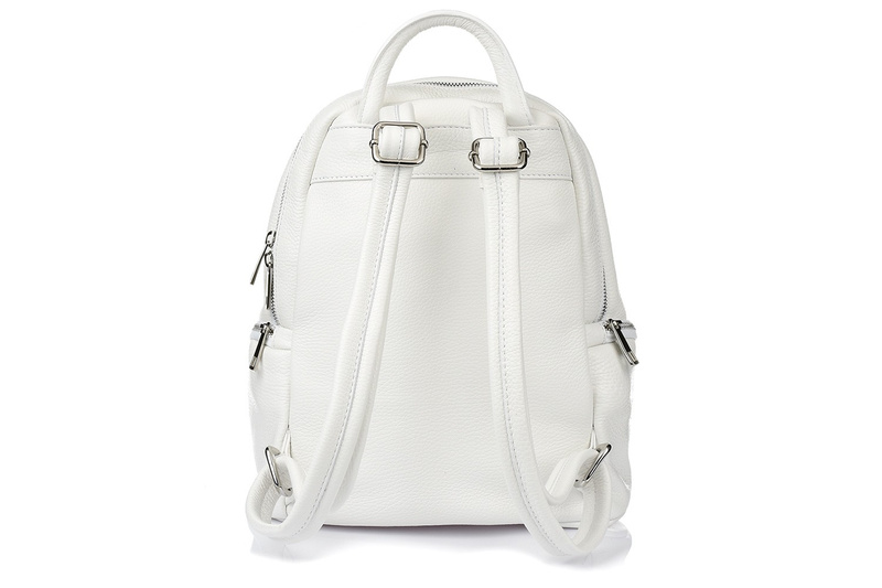 Kremowy Włoski Plecak Skórzany damski Skóra Naturalna U21