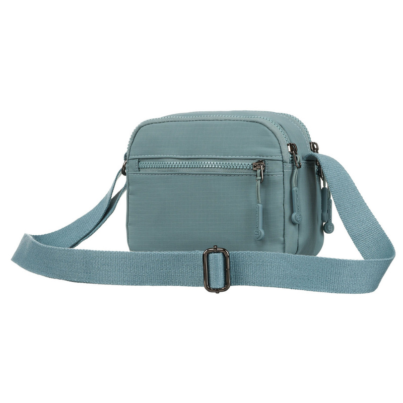 Praktyczna, niebieska listonoszka damska zawieszona na regulowanym pasku - Peterson