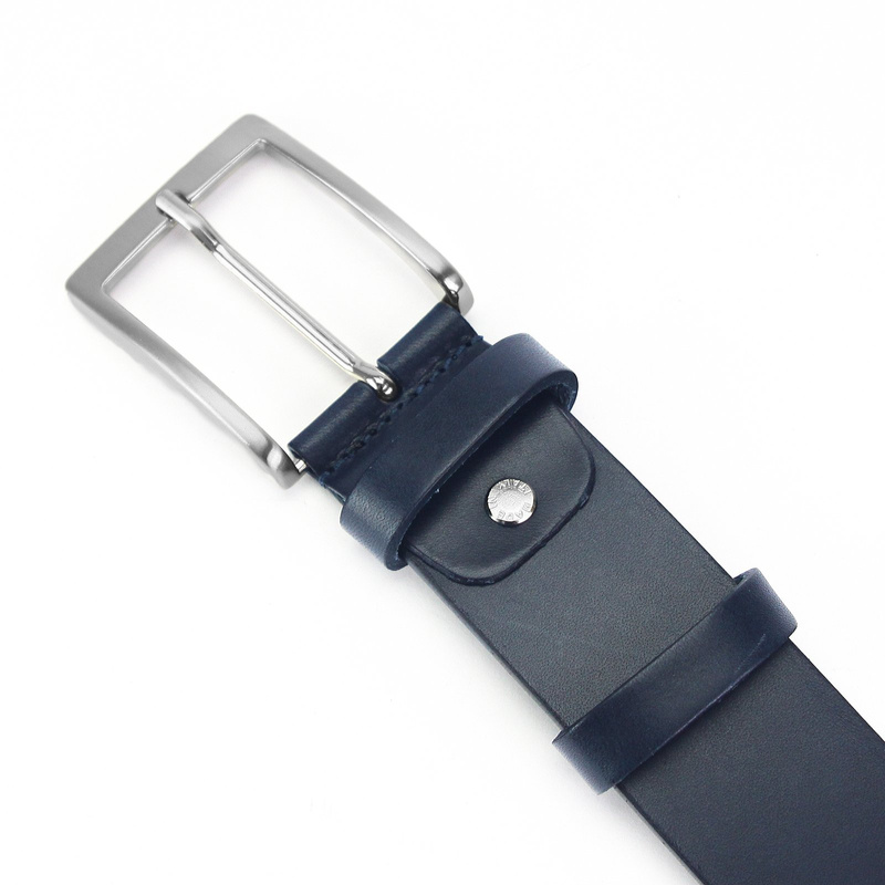 Renato Balestra męski pasek do spodni skórzany klasyczna srebrna klamra