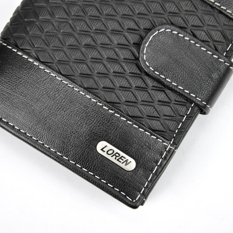 Loren męski portfel skóra naturalna pionowy zamykany na zatrzask RFID