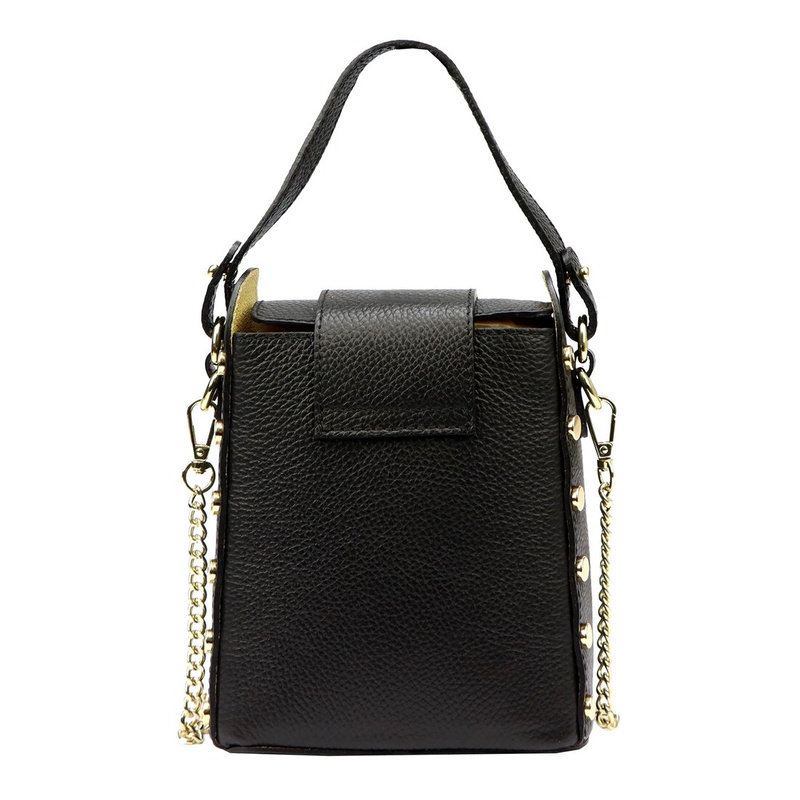 Vera Pelle Mini elegancka damska listonoszka z łańcuszkiem skóra naturalna