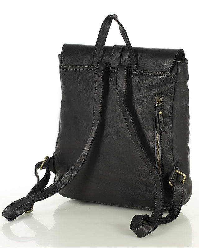 MARCO MAZZINI Miejski plecak skórzany w stylu old look handmade leather czarny