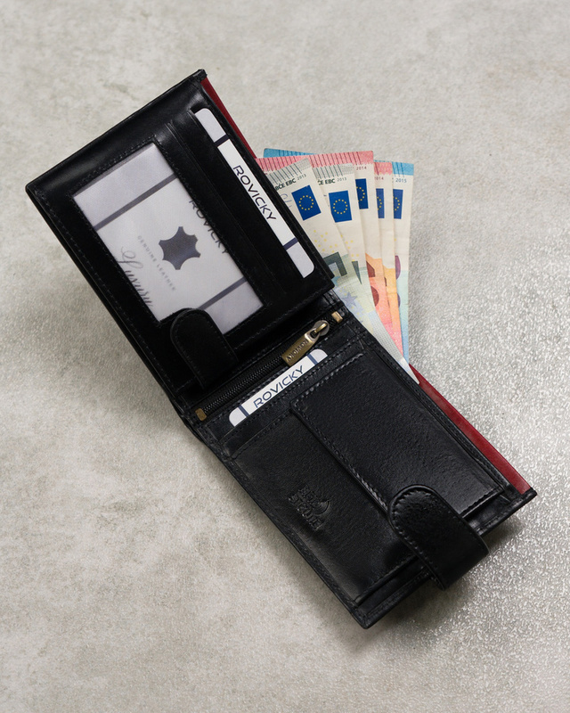 Zapinany Skórzany męski portfel Rovicky z RFID