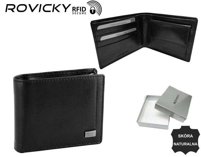 Klasyczny męski portfel skórzany z RFID od Rovicky