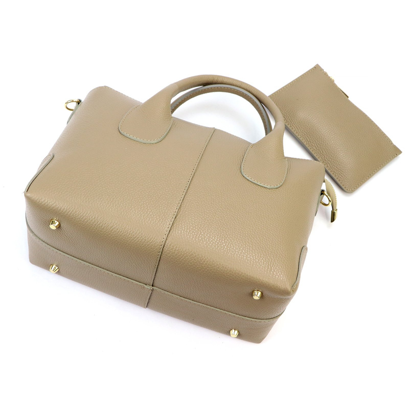 Luka Skórzany damski pojemny kuferek do ręki torebka na ramię z paskiem