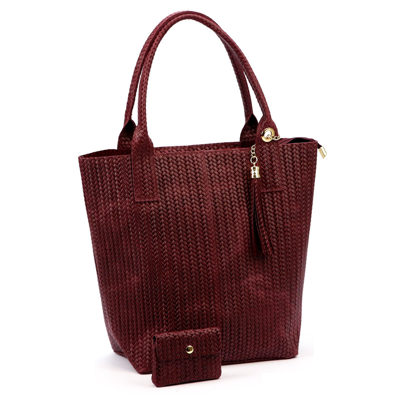 Vera Pelle damska shopperbag z dwoma etui torebka portfel skóra naturalna