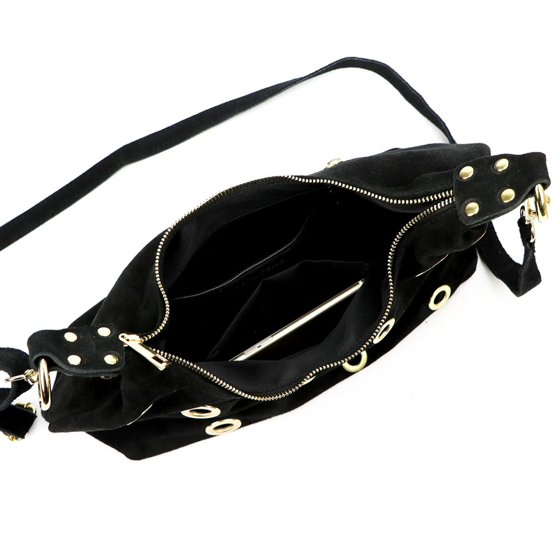 Vera Pelle damska listonoszka skóra naturalna zamszowa torebka na ramię