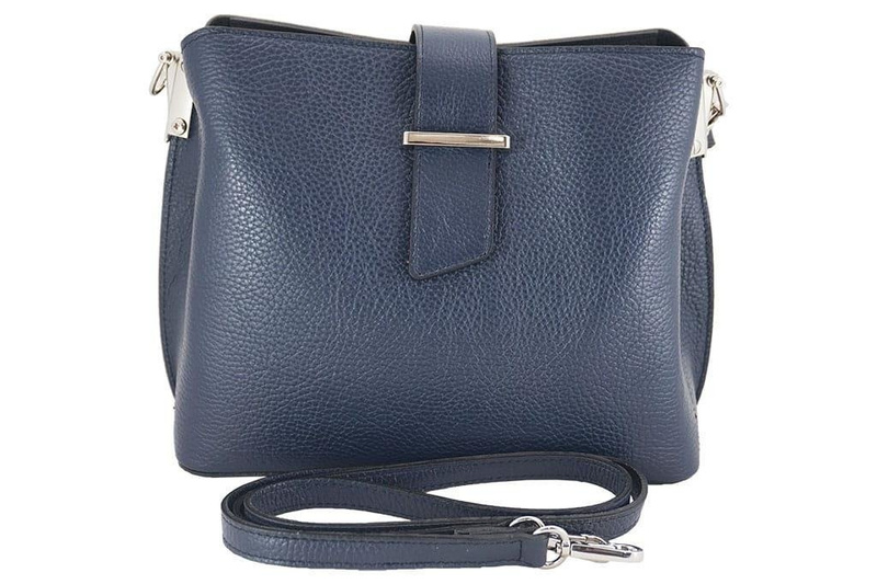 Modny kuferek skórzany damski włoski- Czarny