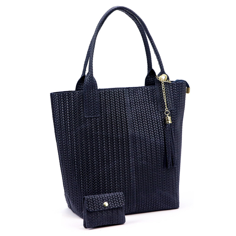 Vera Pelle damska shopperbag z dwoma etui torebka portfel skóra naturalna