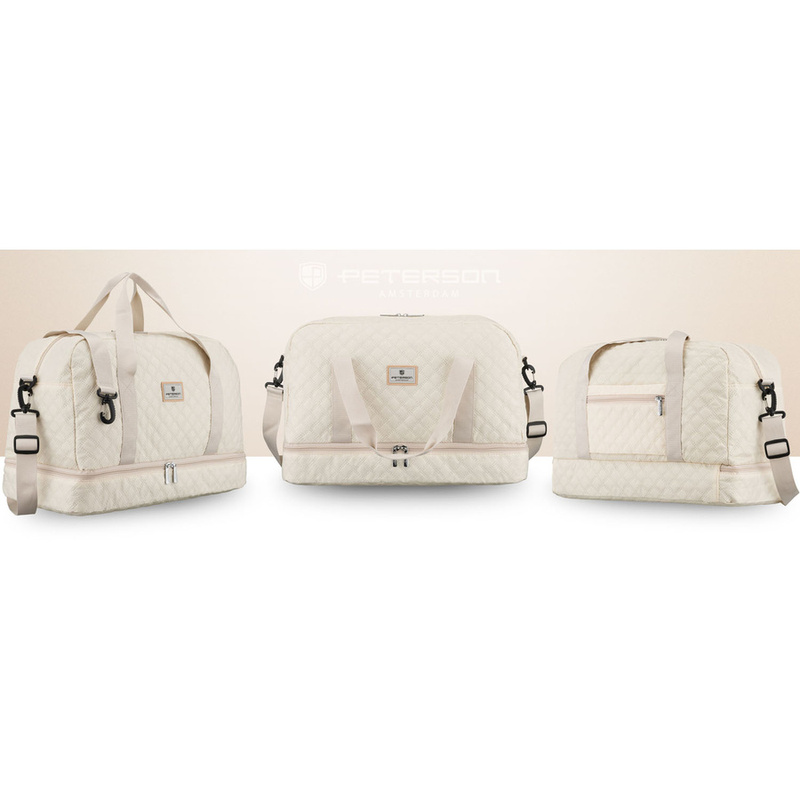 Sportowa, treningowa torba w beżowym kolorze wykonana z poliestru - Peterson