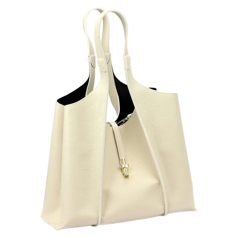 Vera Pelle damska torebka na ramię skóra naturalna shopperbag z paskiem