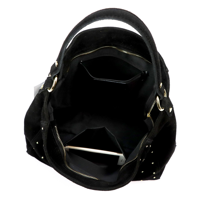 Vera Pelle damska torebka na ramię skóra naturalna zamsz listonoszka