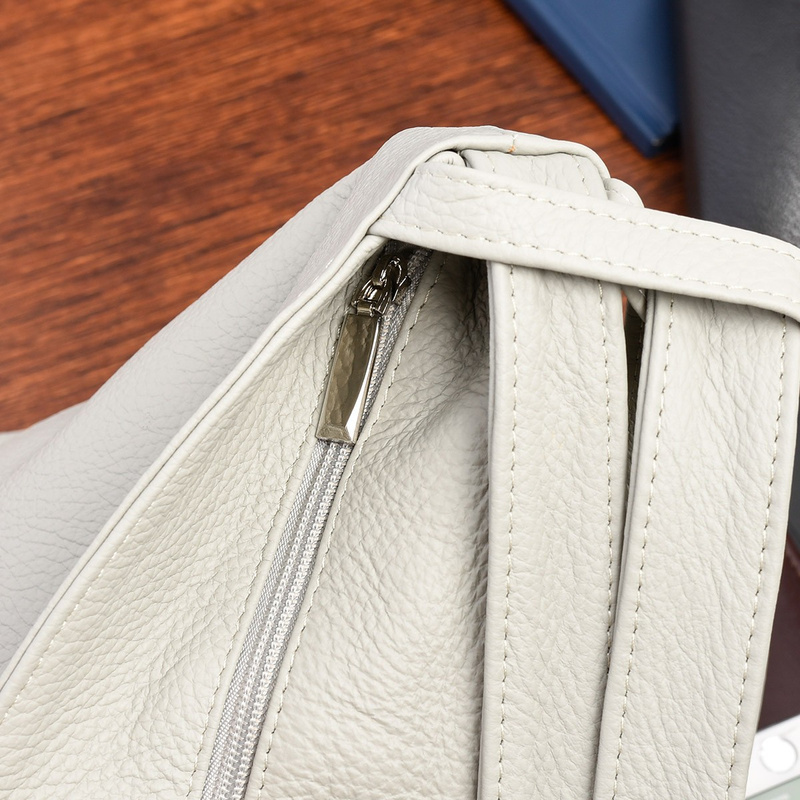 Polska Plecak Torebka Skórzana damska A4 worek jasnoszara U37