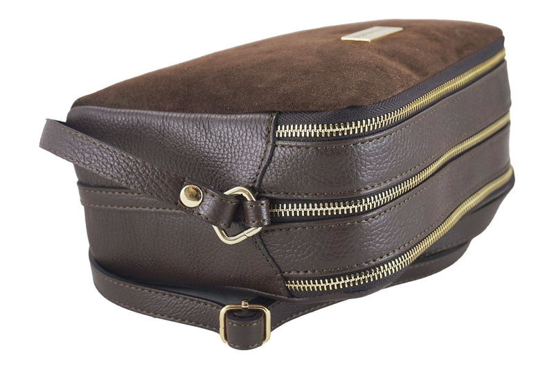 Damska skórzana listonoszka włoska Brązowa ciemna