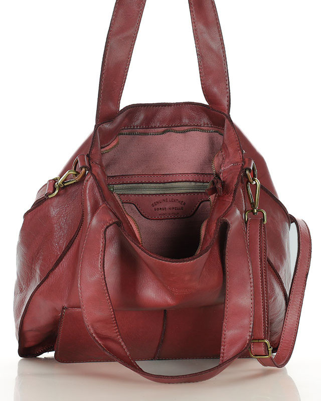 Torebka damska shopper A4 skóra naturalna - MARCO MAZZINI czerwona