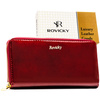 Czerwony portfel-piórnik damski z lakierowanej skóry naturalnej wyposażony w system RFID - Rovicky