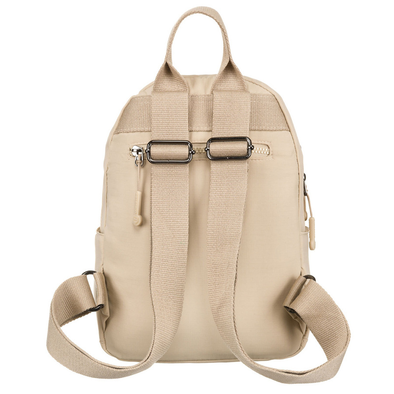 Beżowy, jednokomorowy plecak damski z poliestru zawieszony na regulowanych szelkach - Peterson