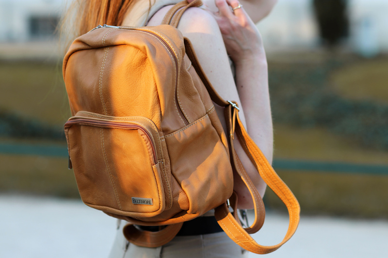 Plecak damski skórzany klasyczny duży skóra naturalna rudy Beltimore R33