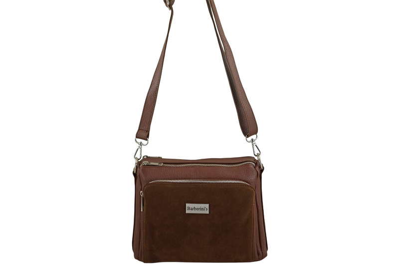 Codzienna torebka ze skóry naturalnej z zamszem - Brązowa