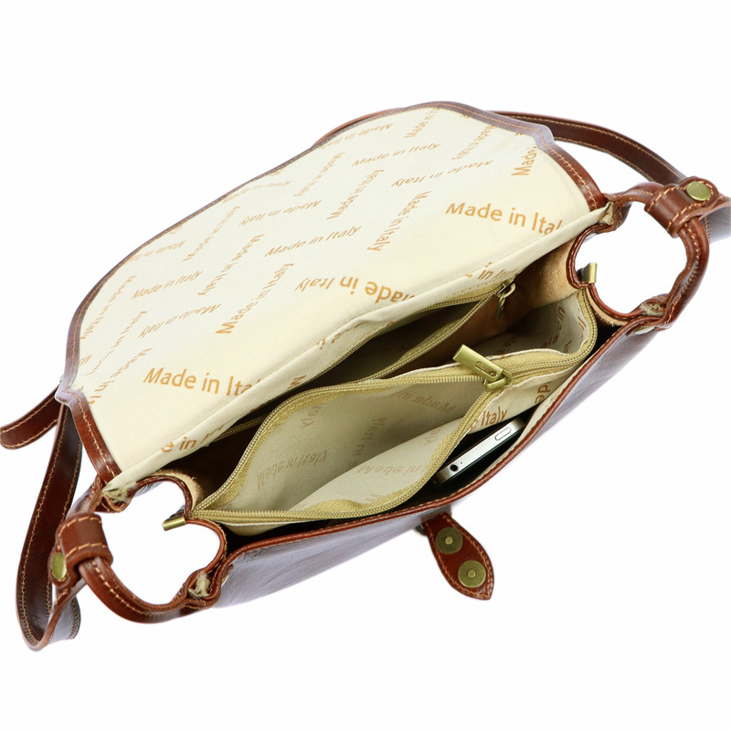 Florence skórzana damska listonoszka torebka na ramię dwukomorowa