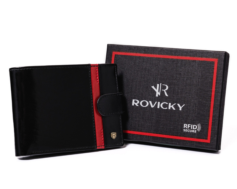 Zapinany Skórzany męski portfel Rovicky z RFID