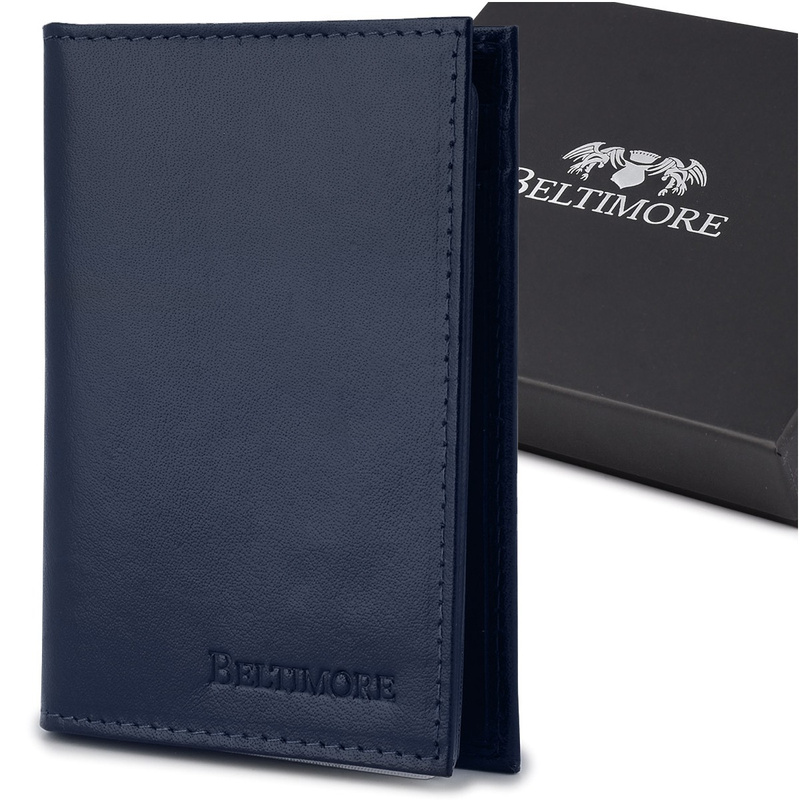 Etui na dokumenty karty granatowe skórzane slim Beltimore G95