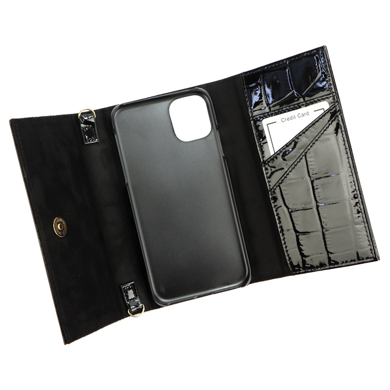 MiaMore etui na telefon Iphone 11 case skóra naturalna lakierowana pasek