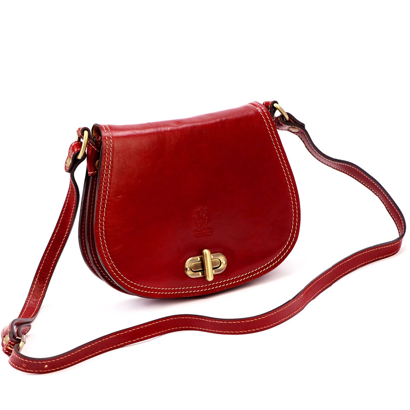 Florence Skórzana damska listonoszka torebka na ramię dwukomorowa z klapą