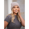 Beżowa czapka damska beanie w uniwersalnym rozmiarze z logo marki - Peterson